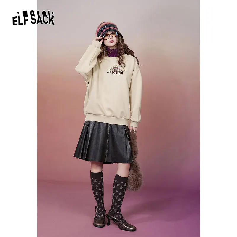 ELFSACK Gyary Y2K 2000s PU Skirt Women 2023 Winter New Korean Fashion Designer Bottom 2023 new men s widened needle buckle waistband made of genuine leather and minimalist designer solid color casual pant waistband