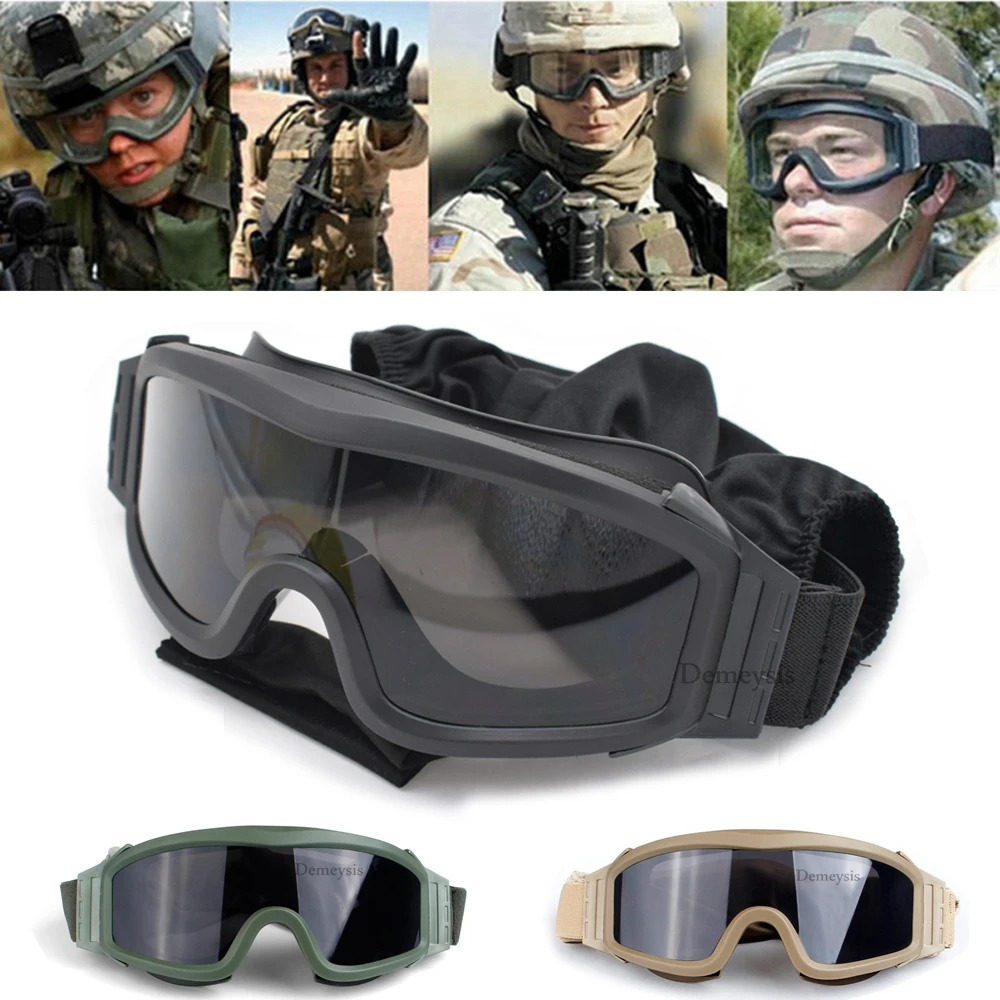 Anti Fog UV400 Protection Airsoft Goggles for Hunting JHUA Shooting Glasses Tactical Goggles for Eye wear with 3 Interchange Lenses Grey 