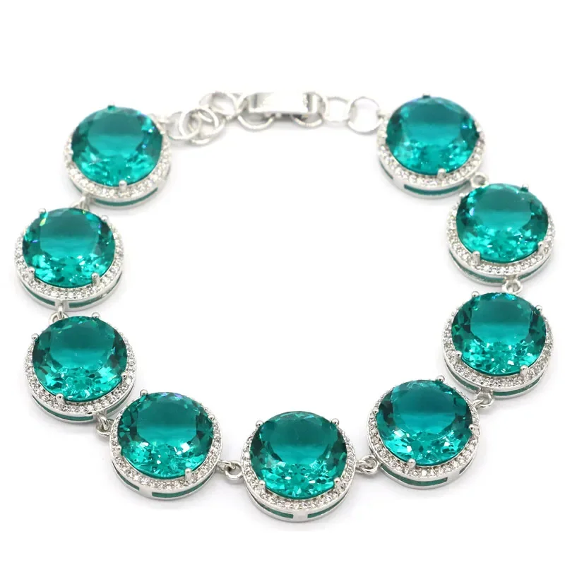 26g 925 SOLID STERLING SILVER Customized BRACELET Gorgeous Smoky Topaz Aquamarine Swiss Blue Kunzite Tourmaline CZ Daily Wear 7.