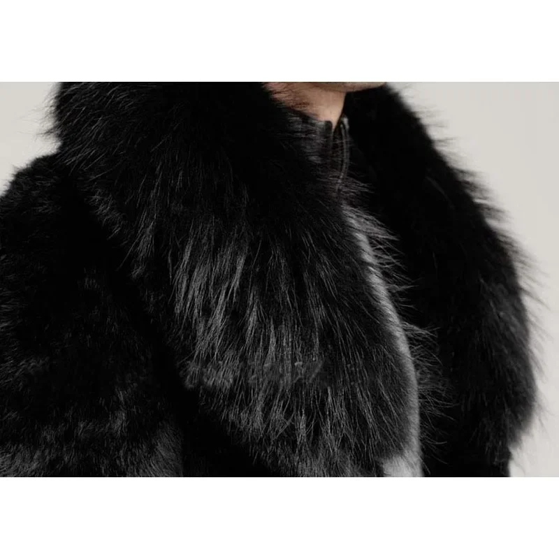 Faux Fur Men's European and American Coat Mink Fur Whole Mink Flipped Fox Collar Jacket