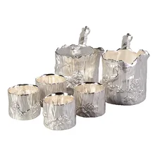 High-End Silver Gilded Kung Fu Tea Set Household Antique Ceramics Tea Set Complete Set Tea Making Device Gift Package Gift Box