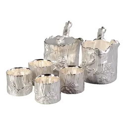 Service à thé Kung Fu en argent doré, haut de gamme, en céramique Antique, ensemble complet pour la préparation du thé, coffret cadeau 