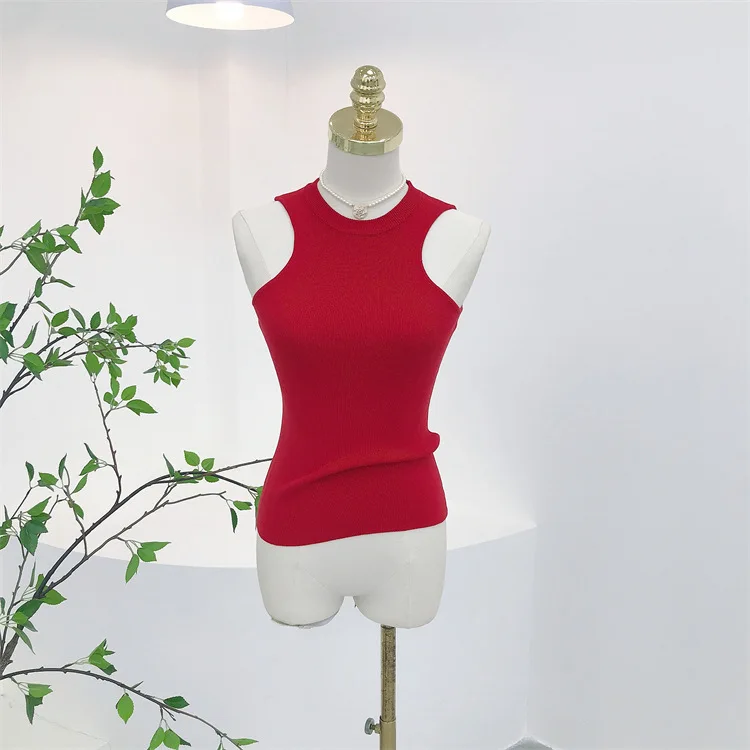 Women’s Solid Basic Knitted Racer Tank Top