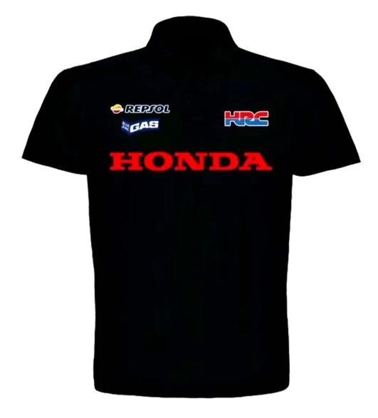 혼다 남성 코튼 폴로셔츠 오토바이 애호가 배지 레이싱 2025 여름 고품질 폴로셔츠 스트릿웨어