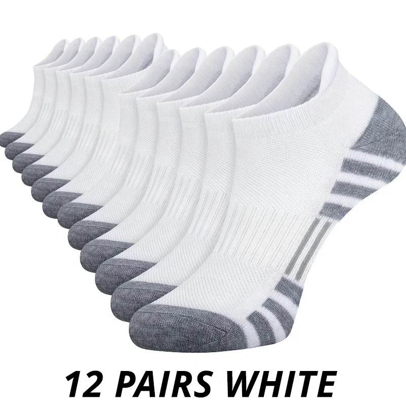 6/12 Paar Herren-Sportsocken aus atmungsaktivem Mesh, ganzjährig, einfarbig, niedrig geschnitten, lässige kurze Herrensocken – Detail 7