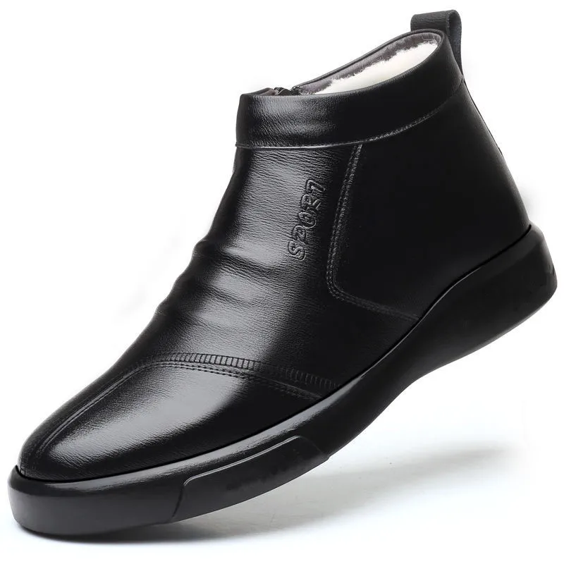Shoes for Men Winter New Fashion Cotton Shoes Men's Plush Thickened Leather Waterproof Casual Snow Boots Zapatillas Hombre