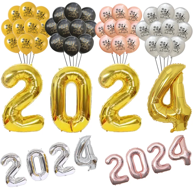 2024 New Year Party Decoration Black Gold Balloons Happy New Year Balloon  2024 New Year's Eve Decoration Balloons - AliExpress