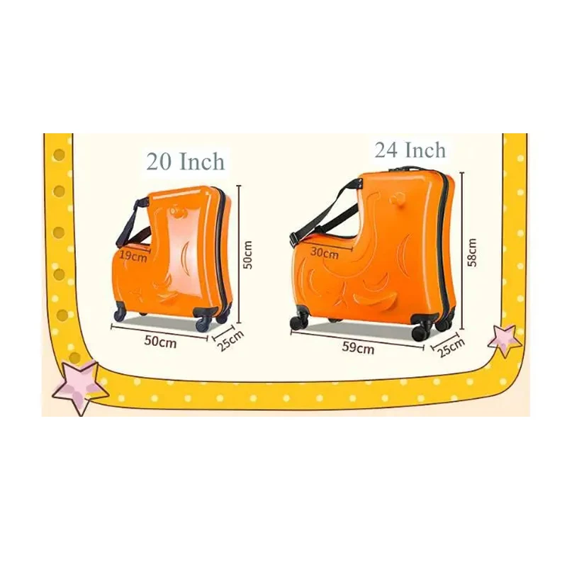 Spinner Luggage Cute Pony Travel Suitcase for Children Can Sit and Ride Spinner Rolling Luggage Multifunction Schoolbag with Wheels Travel Bag spinner luggage