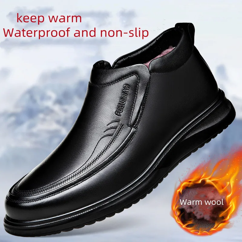 

Winter Men boots keep warm wool lamb ankle boots for men snow boots dress shoes men martin middle-aged and elderly male shoes