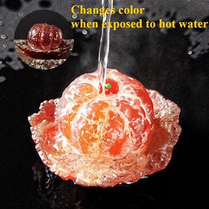 Chinese Resin Color Changing Tea Pet Lucky Orange Model Tea Figurine Ornaments Home Set Decoration Accessories Crafts