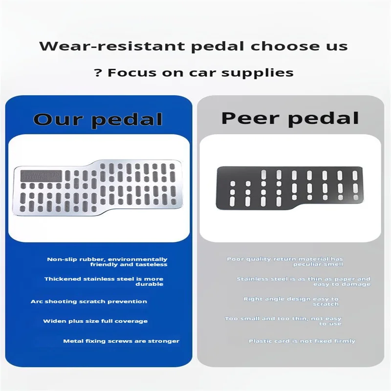 Car pedals stainless steel wear-resistant thickened pedal board main cab metal repair protective foot mat