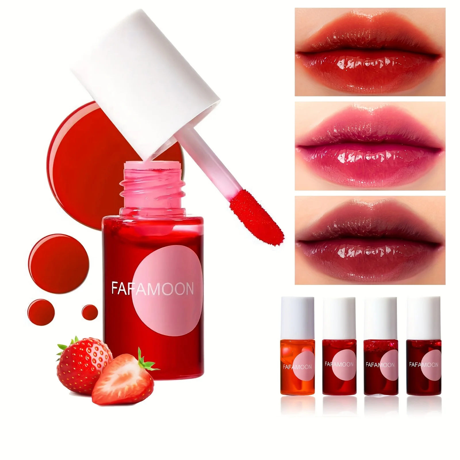 Fruity Lip Tint Water Gloss Tint, Moisturizing Non-transfer Liquid Lipstick, Long-Lasting Water Tint, Hydrating Lip Makeup 3