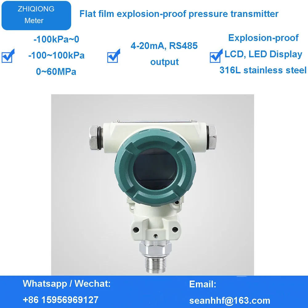 

High Accuracy 4-20ma for Water Pressure Sensor Pressure Measuring Instrument Explosion-proof Flat Film Pressure Transmitter