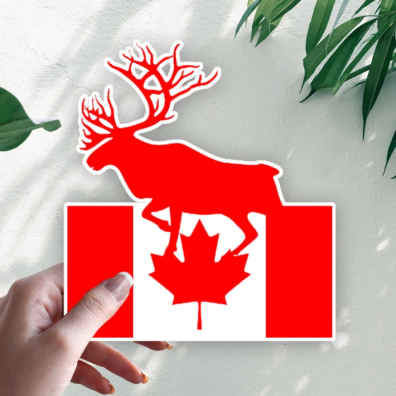 

Moose Canada Flag Interesting Car Stickers Motorcycle Vinyl Decal Waterproof Windshield Auto Accessories #S90297