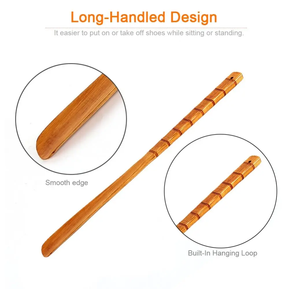 Professional Extra Long Handle Shoe Horn Easy Remover Wooden Shoehorn Lifter Seniors Put on Shoes Tools