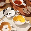 Cute Ceramics Snack Plate Cartoon Animals Saucer Hot Pot Dipping Sauce Dish Handle Dinner Plate Delicate Dessert Snack Plates 5