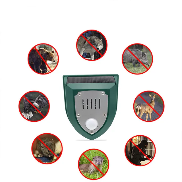 Napelemes Állati Visszatelepítő Napenergia Ultrahangos Állatok Visszataszító Kutya/Macska/Madárcsökkentő Félelmetes Szonárriasztó - Image 4