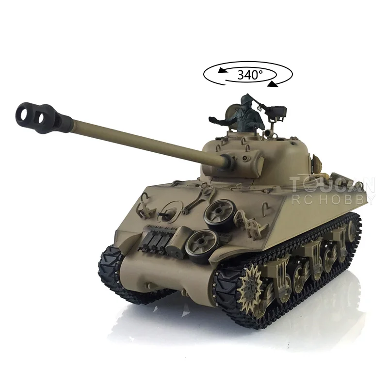 2.4G Henglong 1/16 Scale RC Tank M4A3 Sherman TK7.0 Plastic Version RTR Radio Control Tanks Model 3898 Toys for Adult TH17665 3