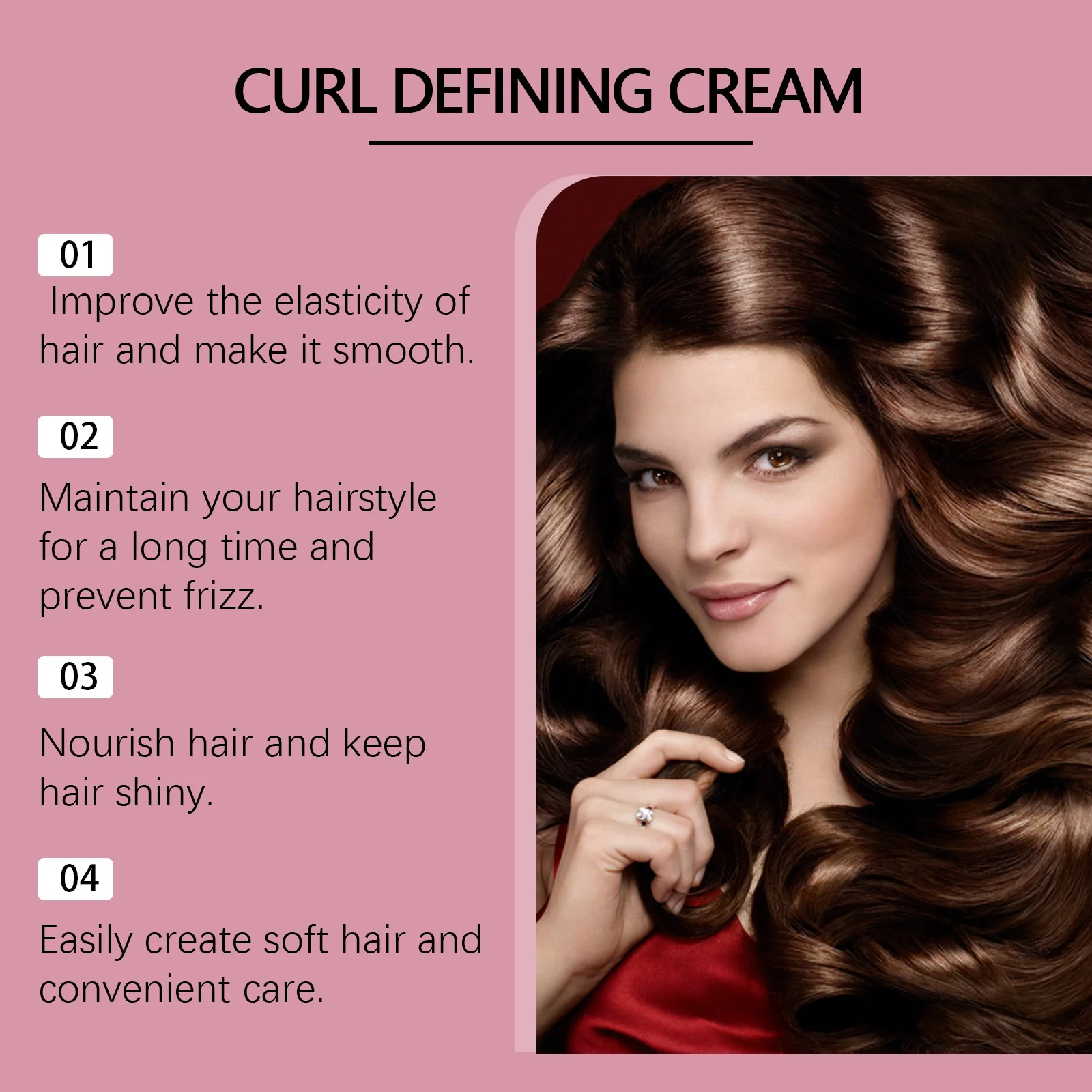 Hair Curling Cream Anti-Frizz Defines Curls Hair Elastin Enhancer Lasting Shiny Smooth Moisturizing Volumizing Cream