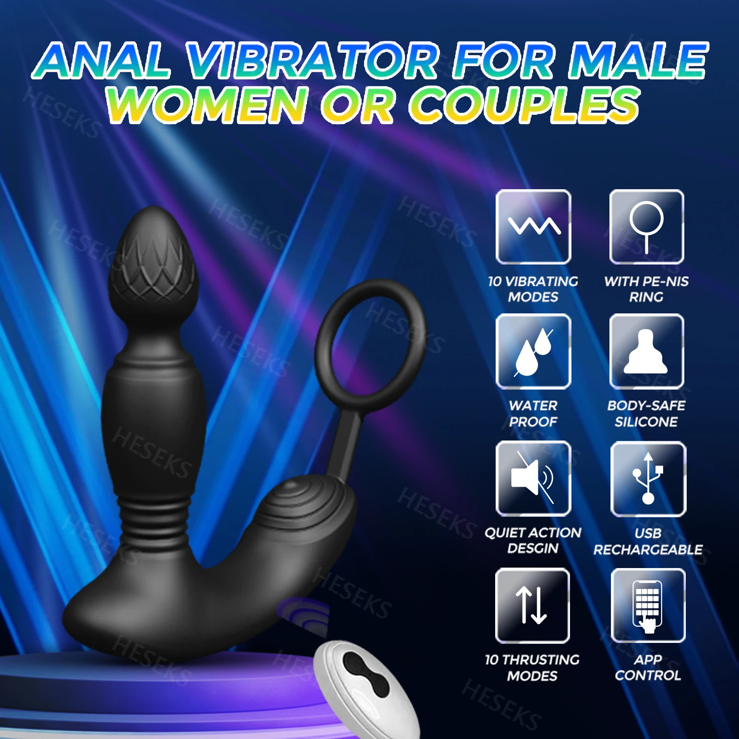 Male Thrusting Wireless Remote Control Anal Plug