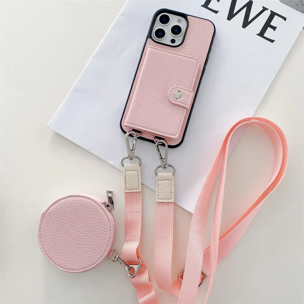 Leather Crossbody Wallet Phone Case with Card Slot and Coin Purse