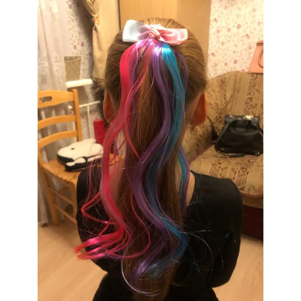 Girls Rainbow Hair Bow Extensions