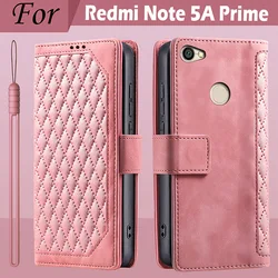 Magnetic Card Holder Case for Xiaomi Redmi Note 5A Prime - Stylish and Functional Protective Cover (Style 1 Pink)