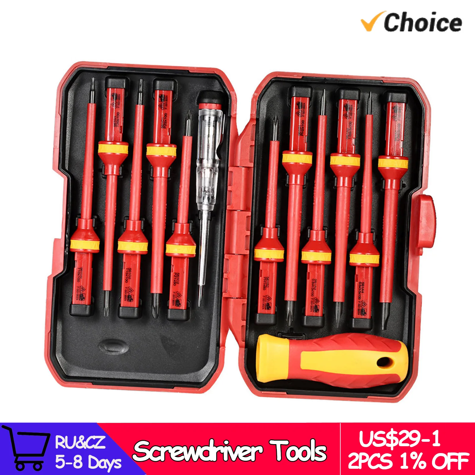 13pcs 1000V Changeable Insulated Screwdrivers Set with Magnetic Slotted ...