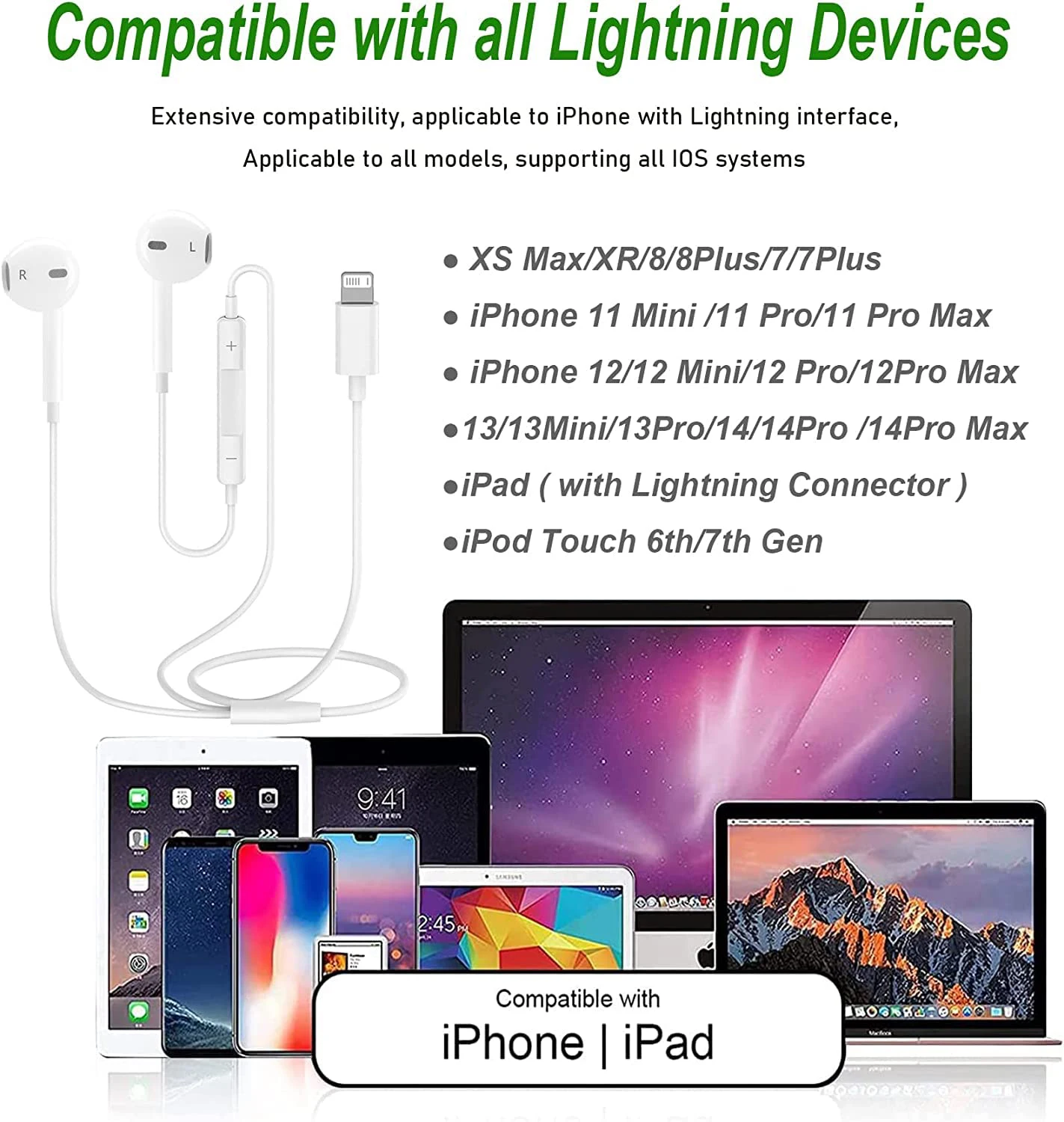 Original Headphones For Apple iPhone 16 15 14 13 11 12 Pro Max Plus In-ear Lightning 3.5MM Wired Bluetooth Earphones Accessories 5