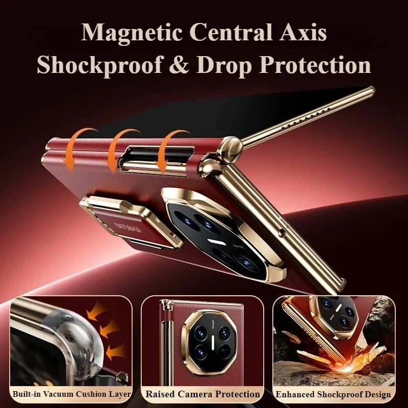 Eary for Huawei Mate XT Ultimate Phone Case Leather with 360°Magnetic Rotatable Stand Magsafe Shockproof Protective Cover Shell