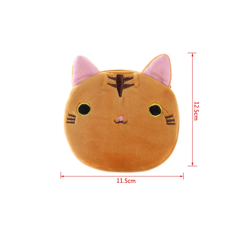 Coin Purse Coin Wallet Plush Coin Purse Women's Soft Plush Cat Animal Zipper Coin Holder Pouch Key Money Card USB Cable Headset Bag Wallet