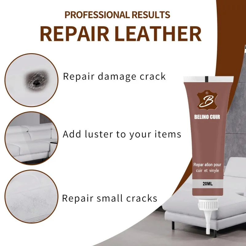 Leather Repair Gel 20ml Leather Repair Gel Complementary Colors Repair Scratches Cracks Car Seats Sofa Accessories Kit Home Household Cleaning