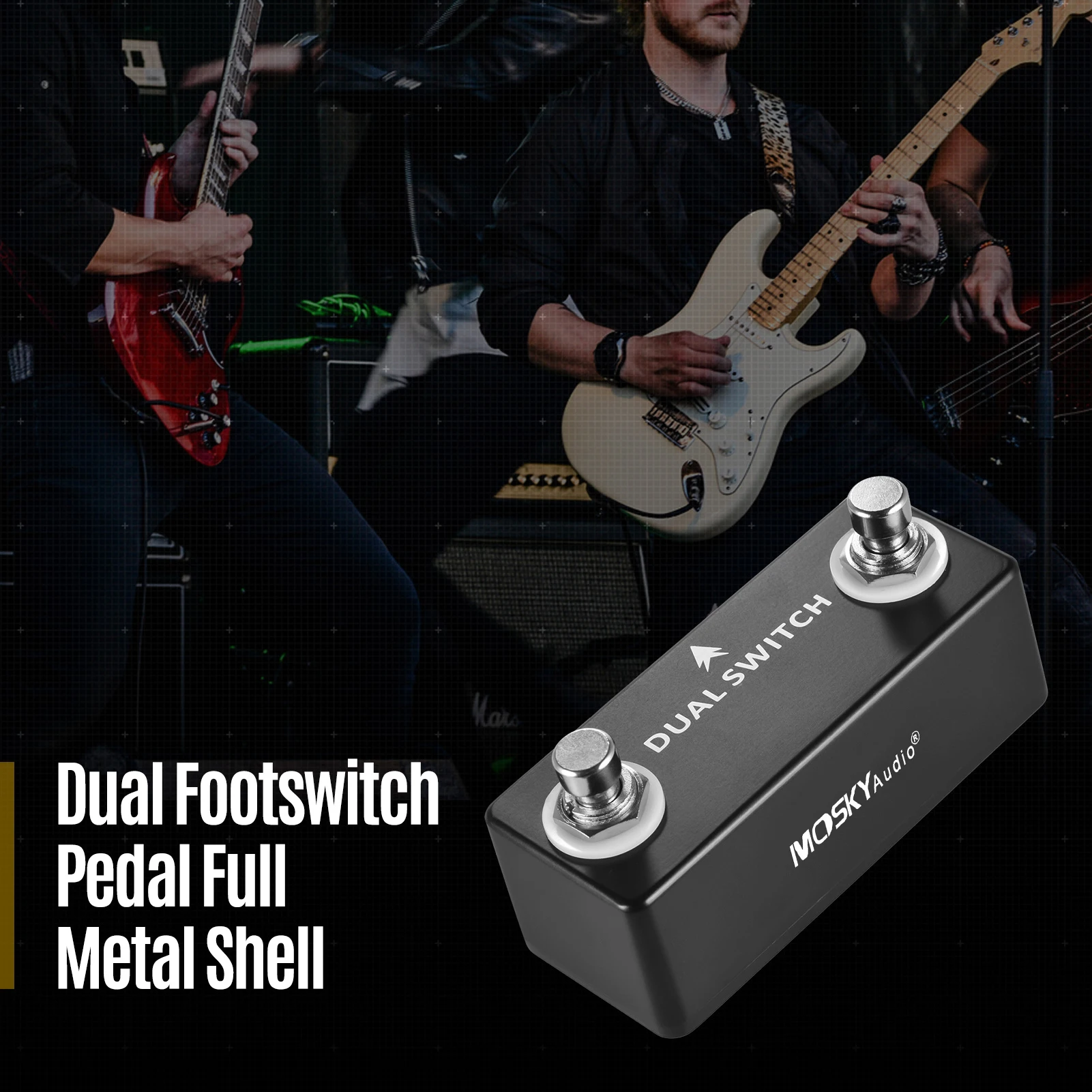 MOSKY Dual Switch Guitar Effect Pedal with Dual Footswitch Pure Buffer Full Meta