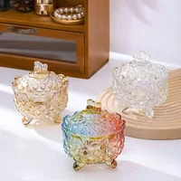 Storage Jar European Style Glass Tripod Butterfly Transparent Storage Tank Fruit Bowl Candy Jar Sugar Jar Spice Jar Ashtray 1