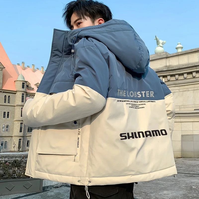 

2023 New Men's Outdoor Mountaineering Warm Large Size Cotton Jacket Stand Up Collar Down Coat Thick Warm Fishing Coat in Winter