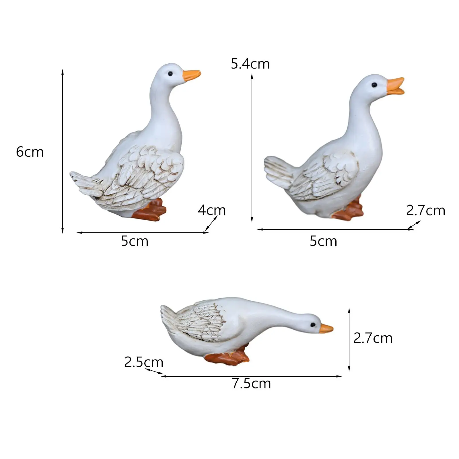 Cute Resin Duck Statue Home Decor Crafts Duck Sculpture for Patio Pond Table