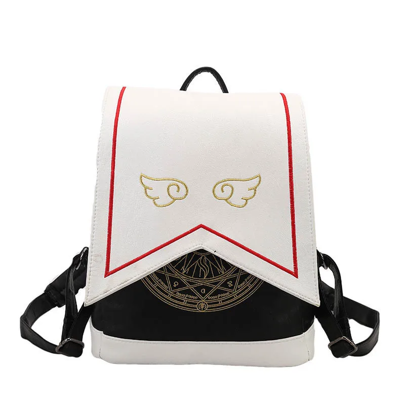 

Anime Card Captor Sakura Cosplay Angel Wings Women Bowknot Handbag Backpack Magical Girl PU Leather Shoulder School Bags