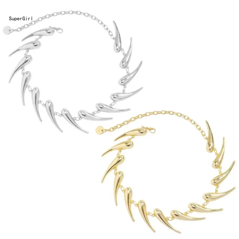 

Гипербола, панк-рок, колье, капля воды, цепочка на ключицу, винтажное ожерелье с заклепками J78E