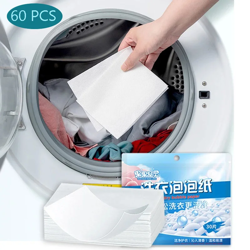 60 Pcs Laundry Detergent Sheets Easy Dissolve Laundry Tablets Strong Deep Cleaning Detergent