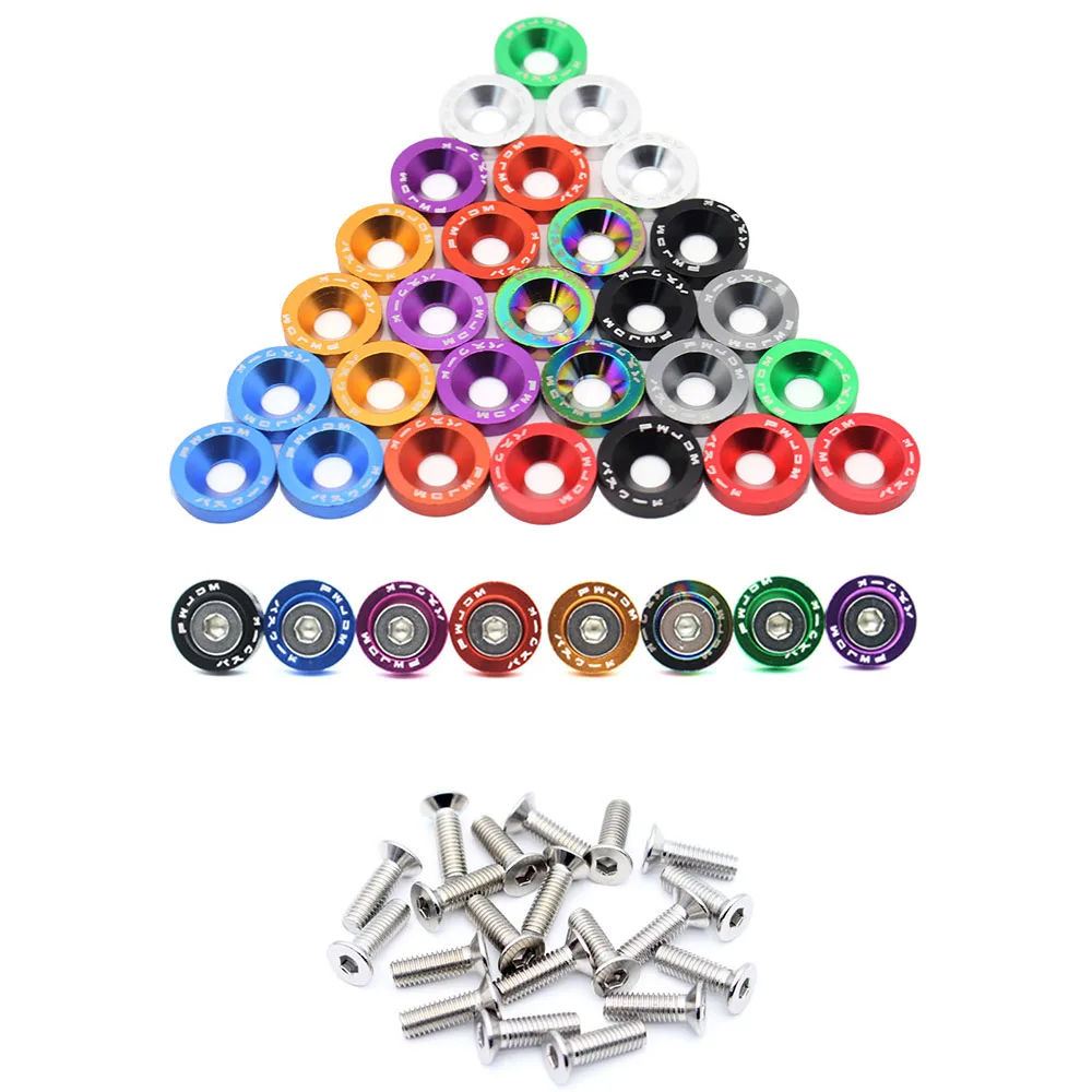 Car Aluminum Washer M6 Colourful Anodized Countersunk Head Bolt Washers Gasket JDM Racing for Honda BMW Toyota Nissan 10PCS/Lot