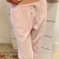 Women Casual Loose Pants Elastic Waist Stylish Straight Pants Spring Summer Drawstring Lace-up Wide-leg Trousers 2024 - Image 2