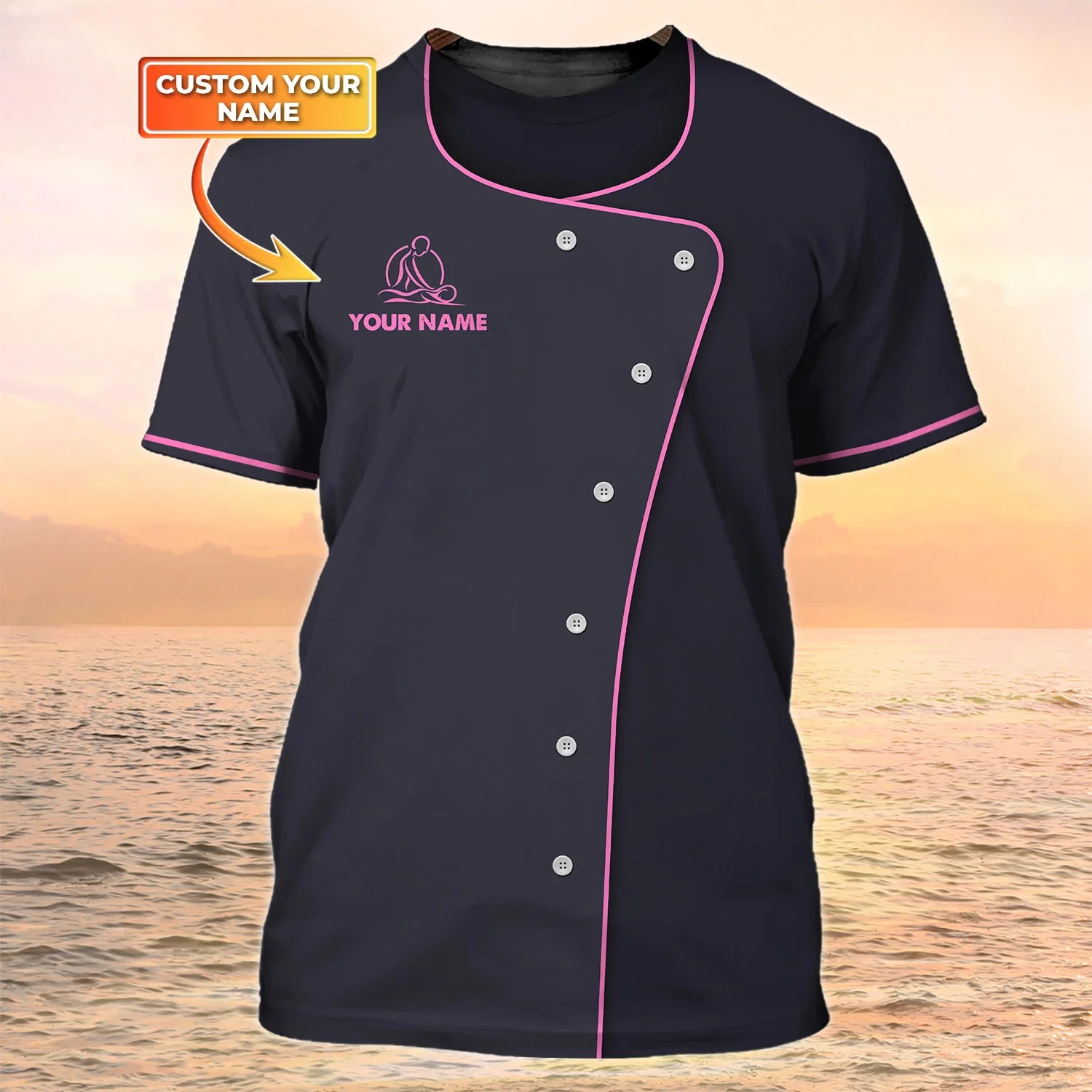Neueste Sommer männer T-shirt Massage Therapeuten Pesonalized Name 3D Gedruckt t shirt Unisex Casual Tops Schönheit Spa Uniform DW153 – Detail 8