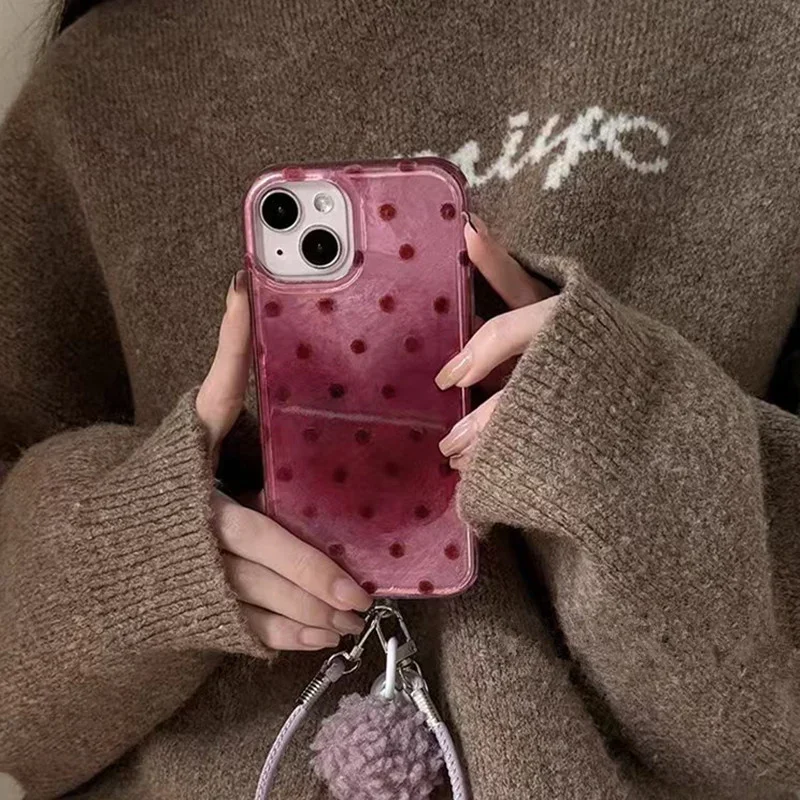 Raspberry Red Polka Dot Clear Hard Phone Cover