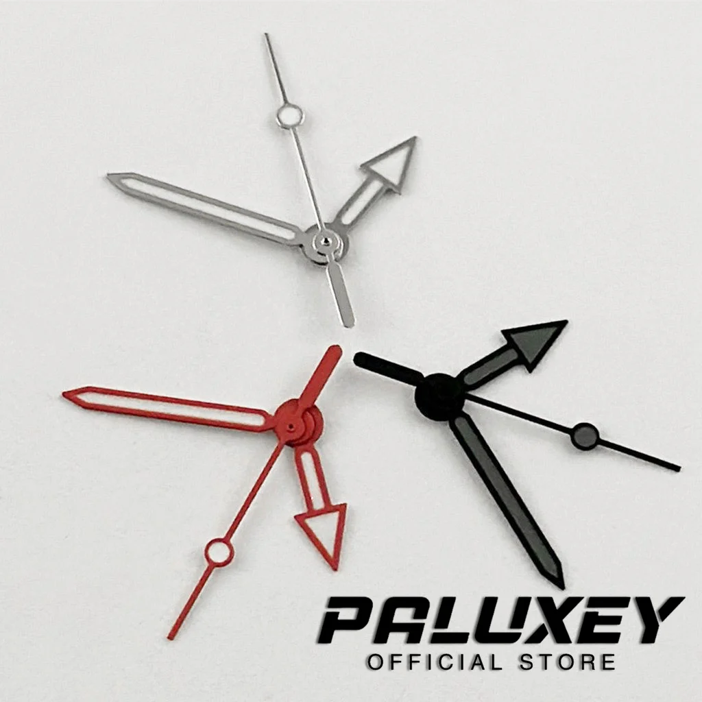 Luminous Green and Red Silver Watch Hands