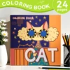 1 pc Cartoon Cat Coloring Book 24 Pages illustration Cute Relax Self-painting Art Colouring Book For Adults And Teens 1