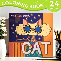1 pc Cartoon Cat Coloring Book 24 Pages illustration Cute Relax Self-painting Art Colouring Book For Adults And Teens 1