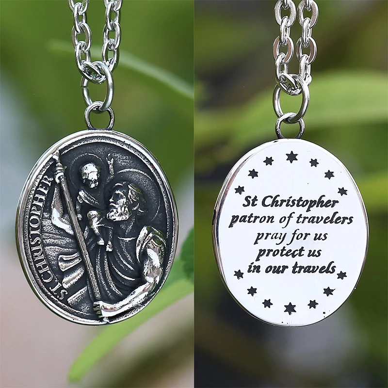 Medaglia San Cristoforo in argento 925, tonda - 2 cm circa, Ciondoli e