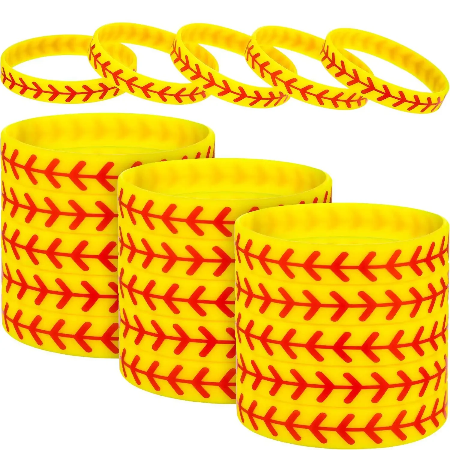20PCS Softball Silicone Bracelet Sports Rubber Band Men Women Silicone Baseball Sports Bracelets Fashion Accessories