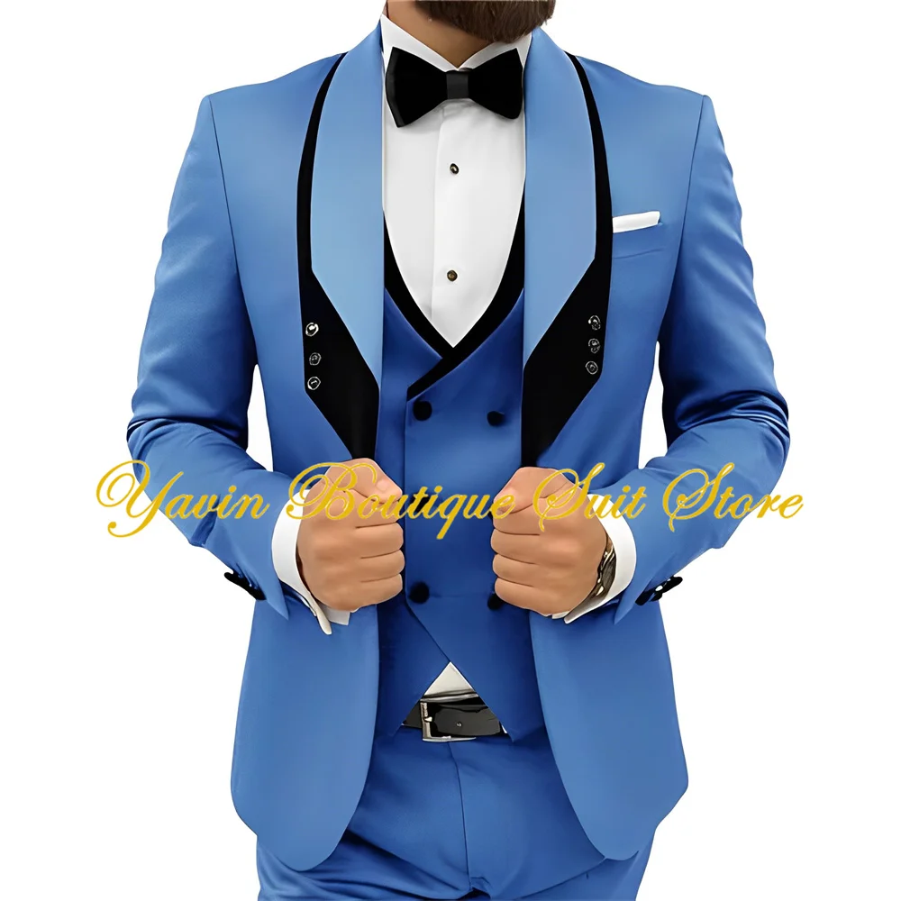 Fashion Business Men's Suit 3-Piece Set Jacket Vest Pants Slim Fit Tuxedo Wedding Party Man Suits