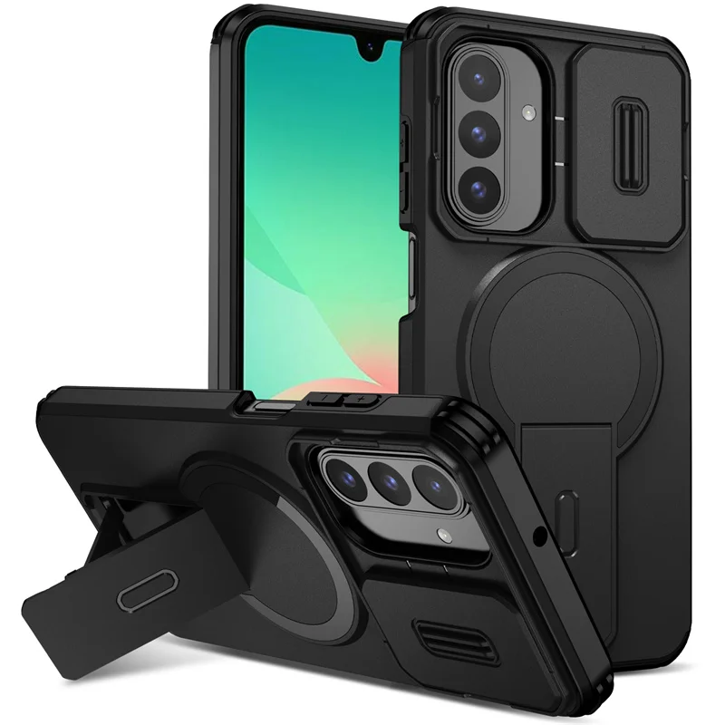 Armor Shockproof Magnetic Wireless Charging Case with Foldable Stand